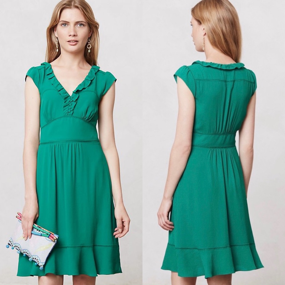 MAEVE | Ruffled True Green Della Dress Size 2